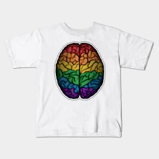 Large LGBTQ Pride Rainbow Brain Vector Kids T-Shirt